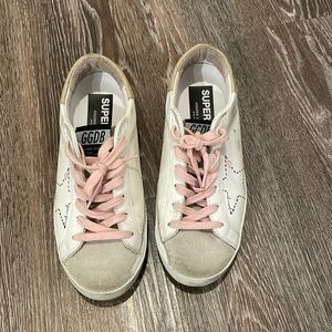 Golden Goose Dotted Love heart pink lace
